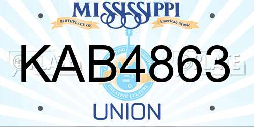 KAB4863 Mississippi License Plate