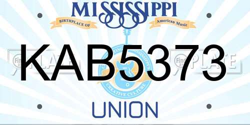 KAB5373 Mississippi License Plate