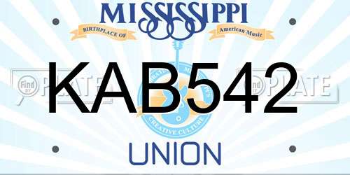 KAB542 Mississippi License Plate