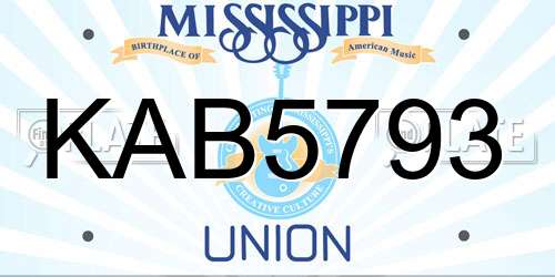 KAB5793 Mississippi License Plate