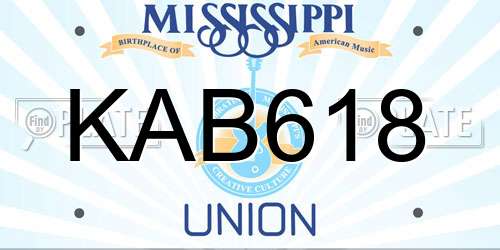 KAB618 Mississippi License Plate