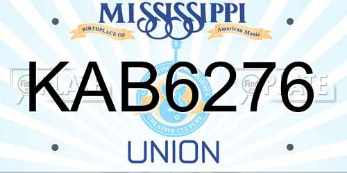 KAB6276 Mississippi License Plate