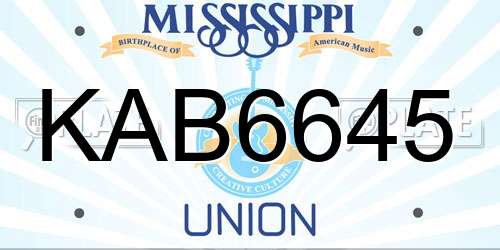 KAB6645 Mississippi License Plate