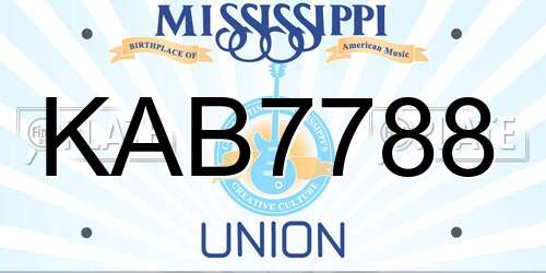 KAB7788 Mississippi License Plate