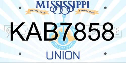 KAB7858 Mississippi License Plate