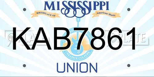 KAB7861 Mississippi License Plate