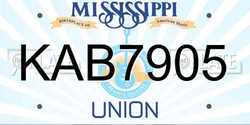 KAB7905 Mississippi License Plate