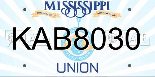 KAB8030 Mississippi License Plate