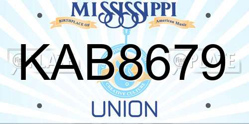 KAB8679 Mississippi License Plate