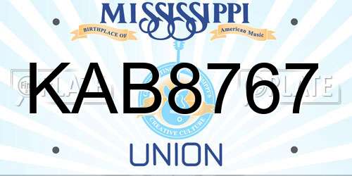 KAB8767 Mississippi License Plate
