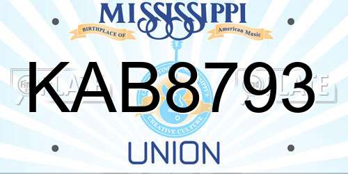 KAB8793 Mississippi License Plate