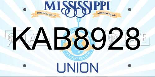 KAB8928 Mississippi License Plate