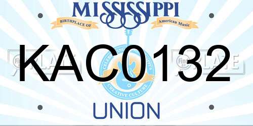 KAC0132 Mississippi License Plate