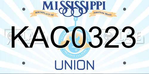 KAC0323 Mississippi License Plate