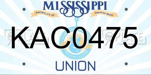 KAC0475 Mississippi License Plate