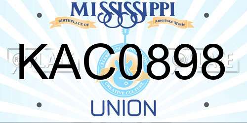 KAC0898 Mississippi License Plate