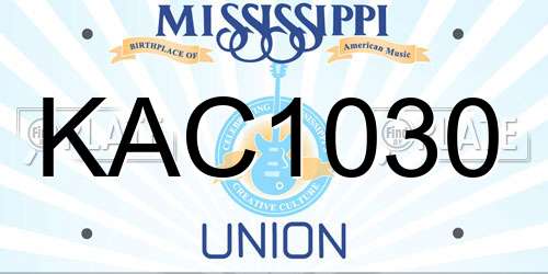 KAC1030 Mississippi License Plate