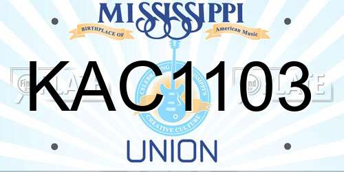 KAC1103 Mississippi License Plate