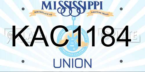 KAC1184 Mississippi License Plate
