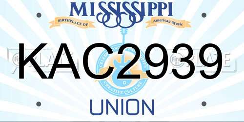 KAC2939 Mississippi License Plate