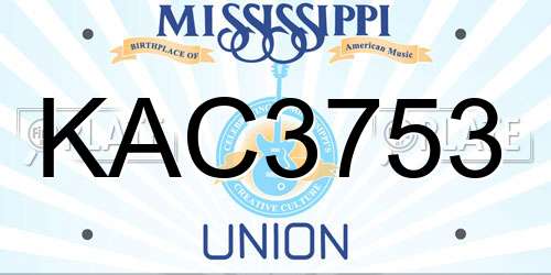 KAC3753 Mississippi License Plate