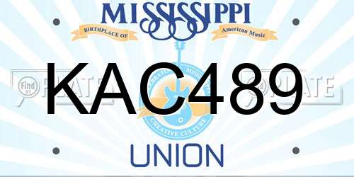 KAC489 Mississippi License Plate