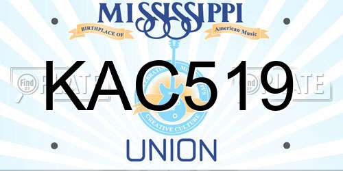 KAC519 Mississippi License Plate