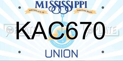 KAC670 Mississippi License Plate