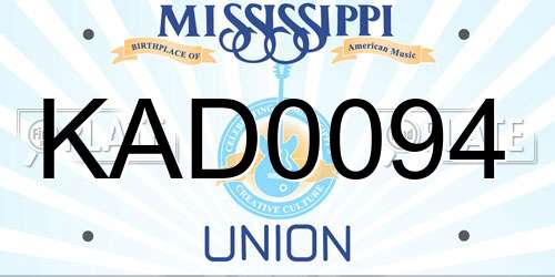 KAD0094 Mississippi License Plate