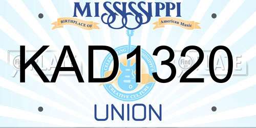 KAD1320 Mississippi License Plate