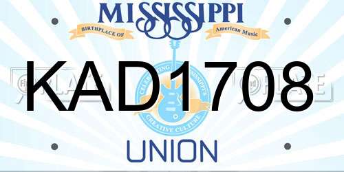 KAD1708 Mississippi License Plate