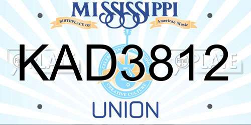 KAD3812 Mississippi License Plate