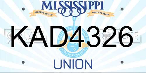 KAD4326 Mississippi License Plate