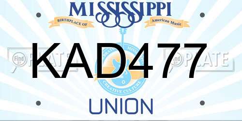 KAD477 Mississippi License Plate