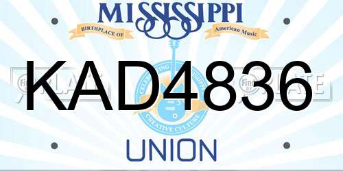 KAD4836 Mississippi License Plate
