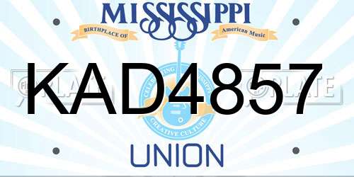 KAD4857 Mississippi License Plate