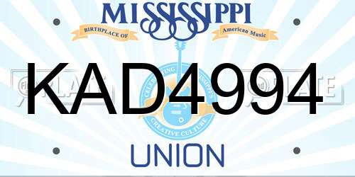 KAD4994 Mississippi License Plate