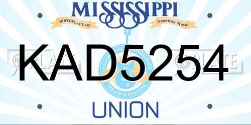 KAD5254 Mississippi License Plate