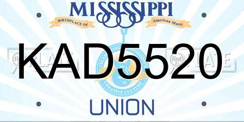 KAD5520 Mississippi License Plate