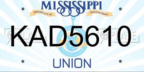 KAD5610 Mississippi License Plate