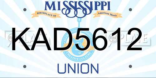 KAD5612 Mississippi License Plate