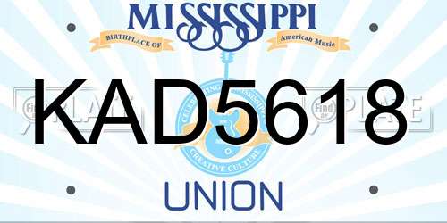KAD5618 Mississippi License Plate