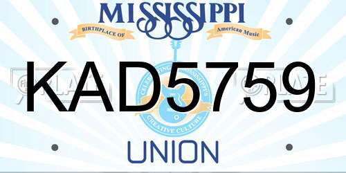 KAD5759 Mississippi License Plate