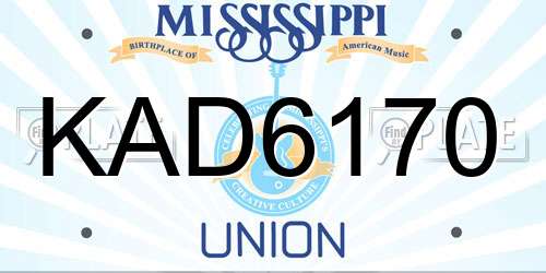 KAD6170 Mississippi License Plate