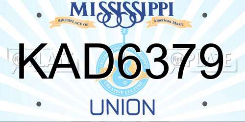 KAD6379 Mississippi License Plate
