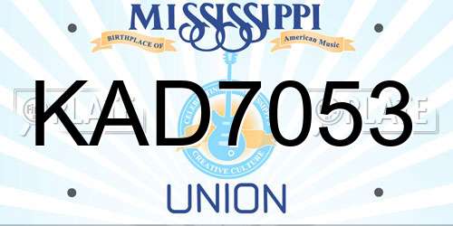KAD7053 Mississippi License Plate