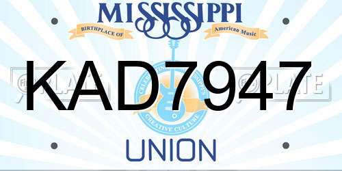 KAD7947 Mississippi License Plate