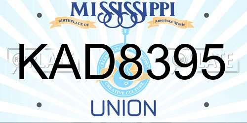 KAD8395 Mississippi License Plate