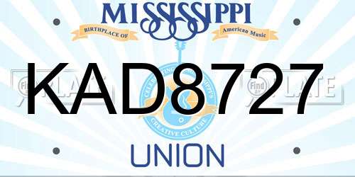 KAD8727 Mississippi License Plate