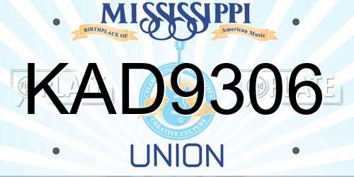 KAD9306 Mississippi License Plate